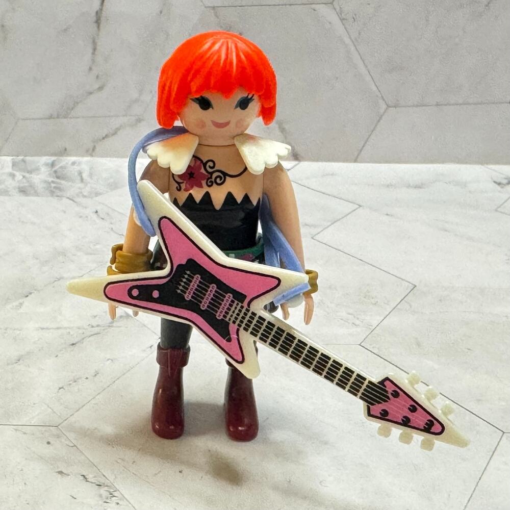 Playmobil Punk Rock Singer Woman Girl with Electric Guitar Figurine in EUC